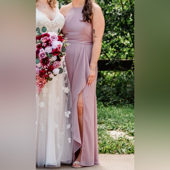 David's bridal chiffon Quartz bridesmaid dress - Picture 3 of 3